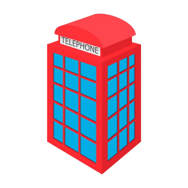 Brittiska röd telefonkiosk ikon, tecknad stil — Stock vektor