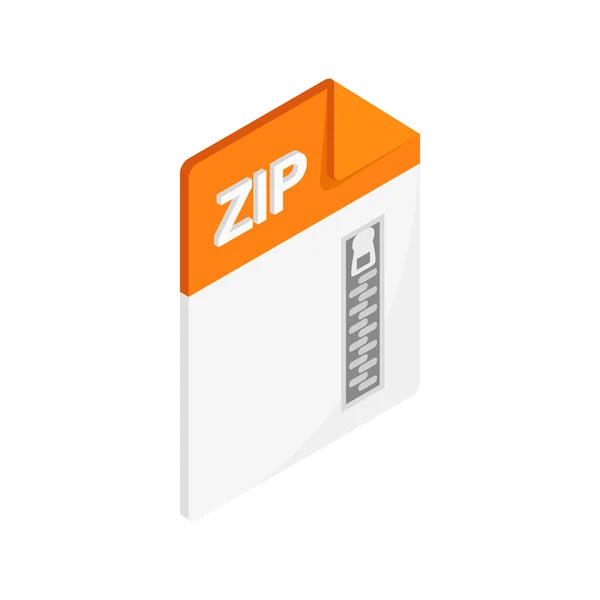 Zip アイコン、等角投影の 3d スタイル — ストックベクタ