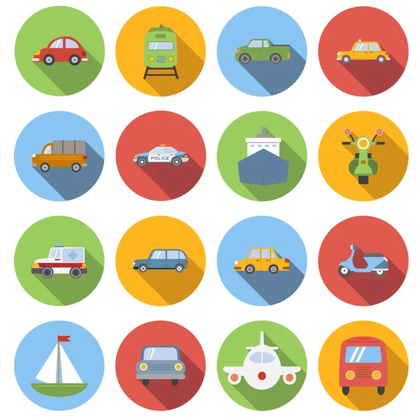 Conjunto de iconos de transporte, estilo plano — Vector de stock