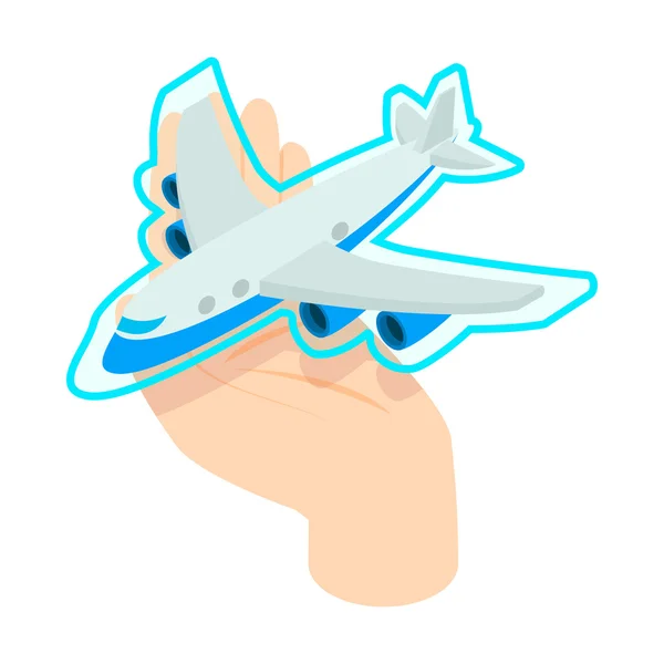 Main tenant l'icône de l'avion, style 3d isométrique — Image vectorielle