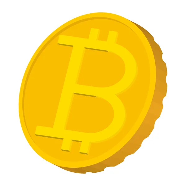 Goldmünze mit Bitcoin-Zeichen-Symbol, Kartonstil — Stockvektor