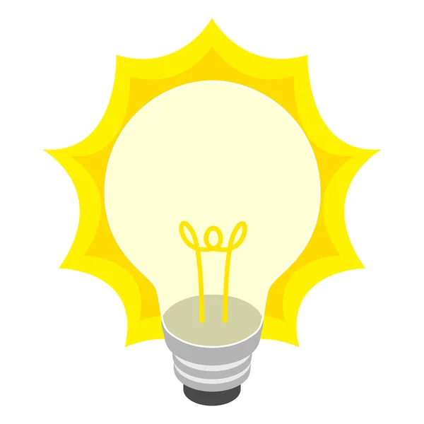 Glowing yellow light bulb icon, isometric 3d style — Stock Vector