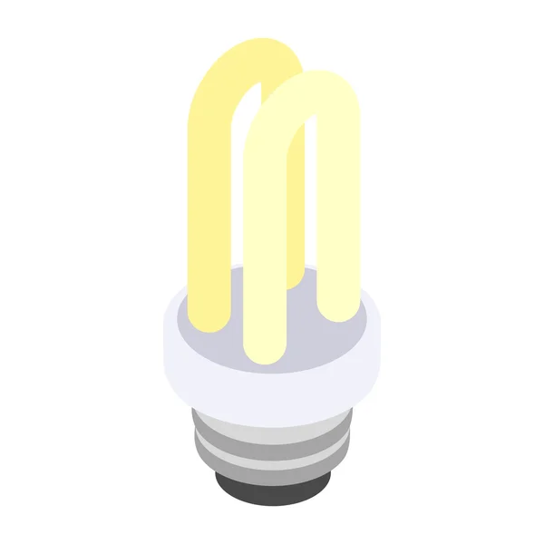 Icône d'ampoule fluorescente à économie d'énergie, style 3d isométrique — Image vectorielle