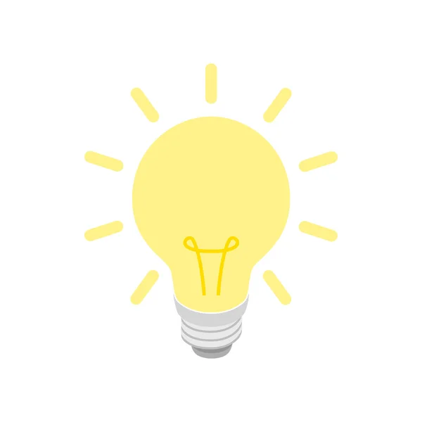 Glowing yellow light bulb icon, isometric 3d style — Stock Vector