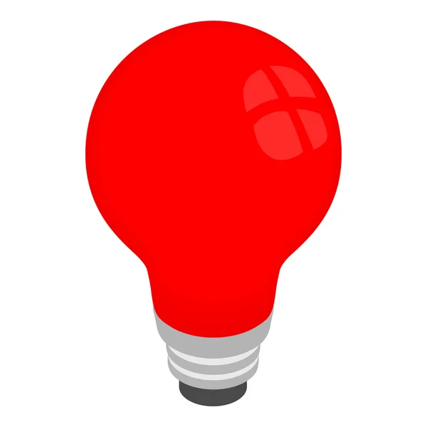 Light red bulb icon, isometric 3d style — Stock Vector