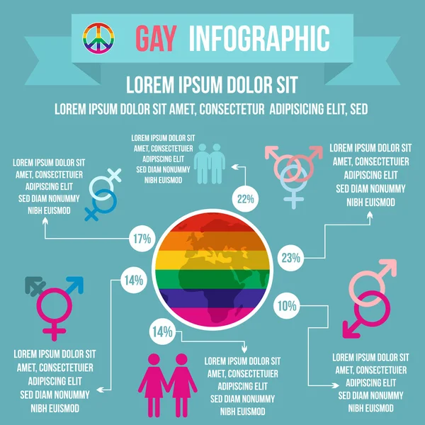 Infografía familiar gay, estilo plano — Vector de stock