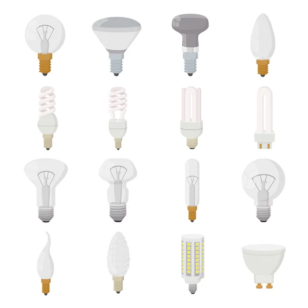 Light bulb ikoner set, tecknad stil — Stock vektor