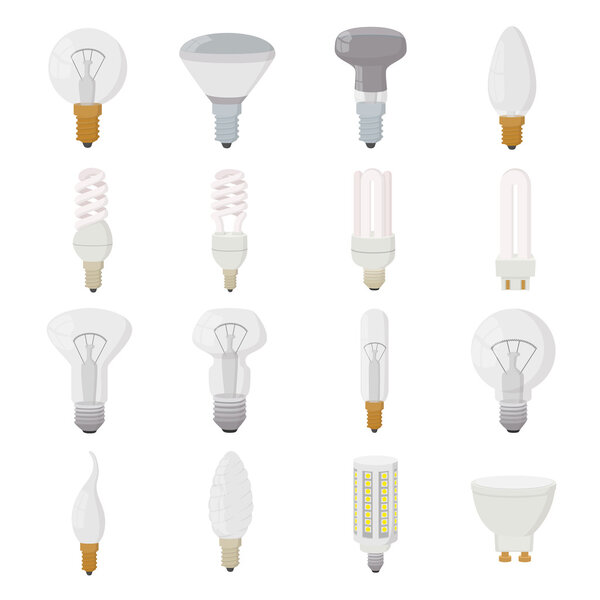 Light bulb icons set, cartoon style