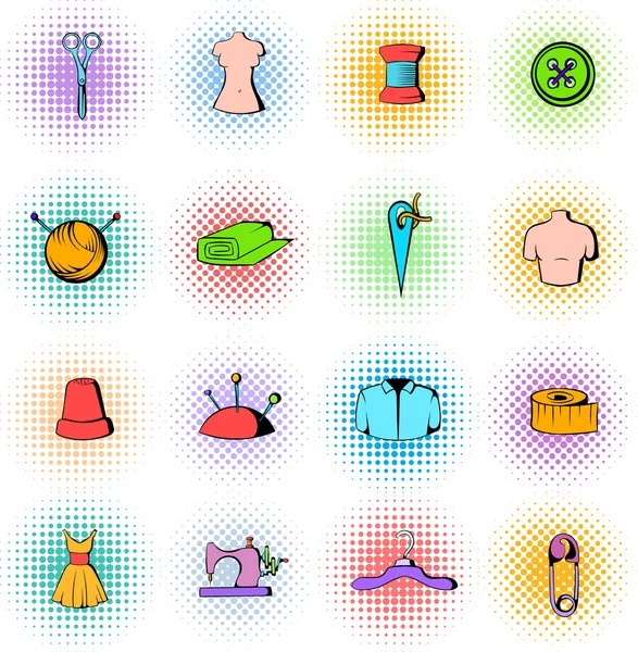 Conjunto de iconos de elementos a medida, estilo cómic — Vector de stock