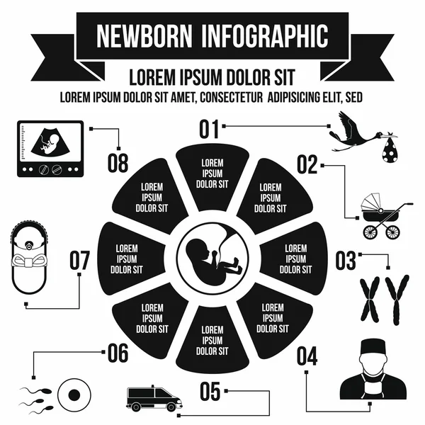 Elementos infográficos recién nacidos, estilo simple — Vector de stock