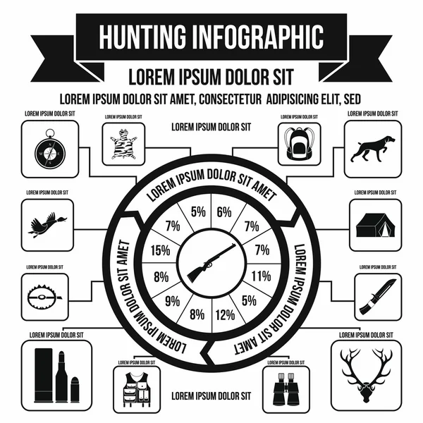 Jagd infografische Elemente, einfacher Stil — Stockvektor