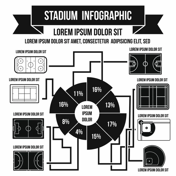 경기장 infographic 요소, 단순한 스타일 — 스톡 벡터