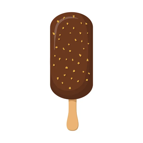 Csokoládé fagylalt a bottal ikon, rajzfilm stílusú — Stock Vector