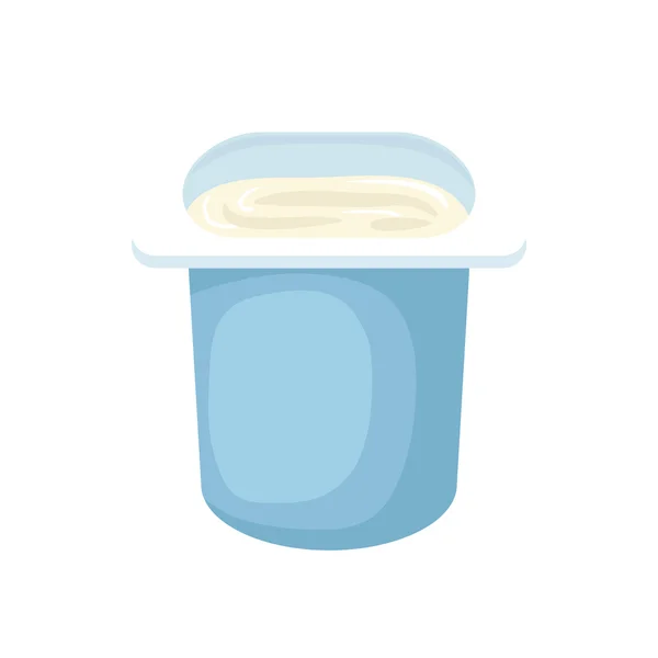 Yogurt in icona di plastica blu tazza, stile cartone animato — Vettoriale Stock