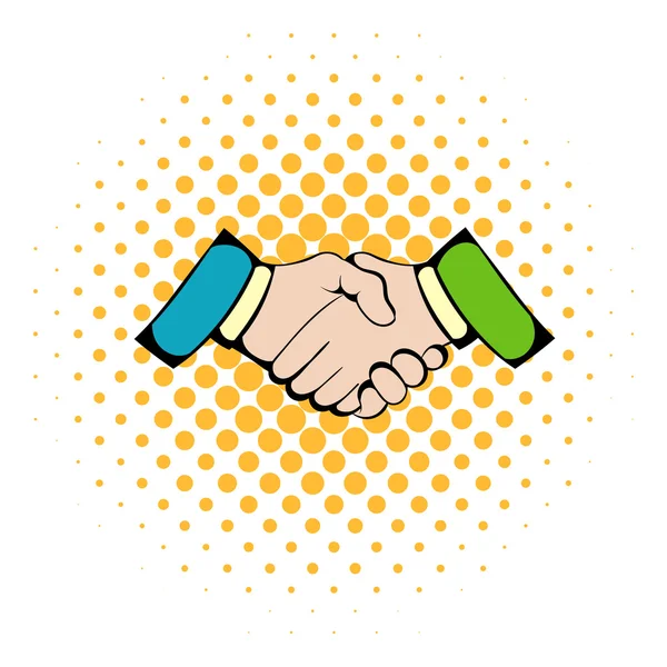 Handshake icon, comics style — Stock Vector