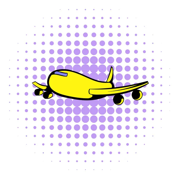 Ícone de avião de passageiros, estilo quadrinhos —  Vetores de Stock