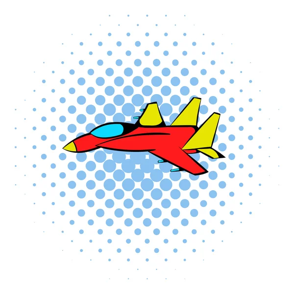 Icono de avión de combate, estilo cómics — Vector de stock