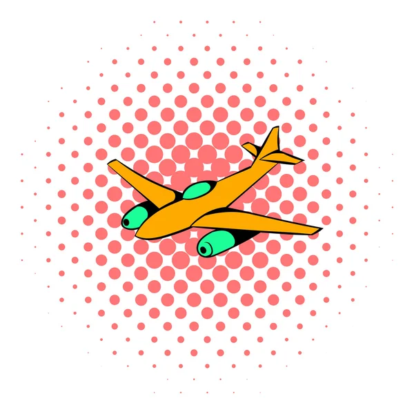 Ícone de avião de caça, estilo quadrinhos — Vetor de Stock