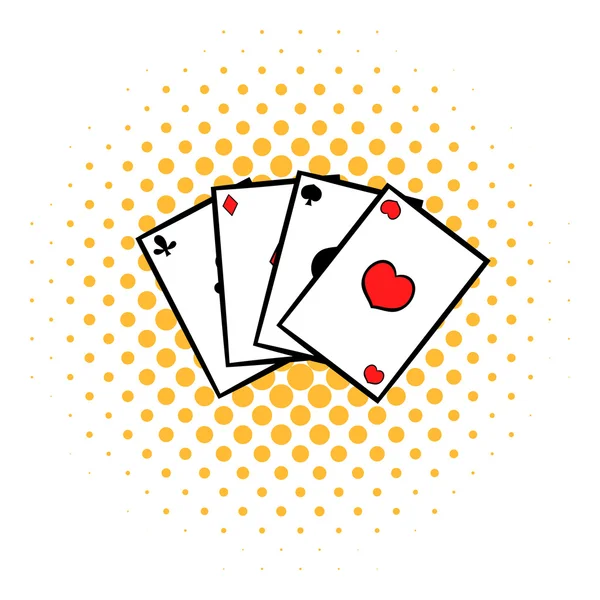 Jugando a las cartas icono, estilo cómics — Vector de stock