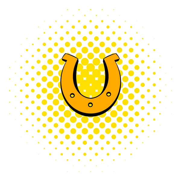 Arany Patkó szerencsét szimbólum ikon, képregény stílusban — Stock Vector