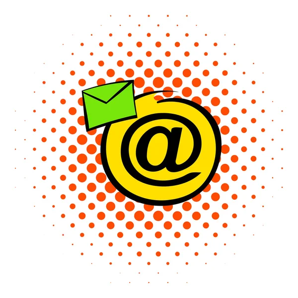 Icono de signo de correo electrónico, estilo de cómics — Vector de stock