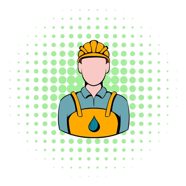 Oilman icon, comics style — Stock Vector