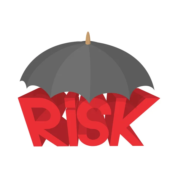 Risk under umbrella icon, cartoon style — Stock Vector