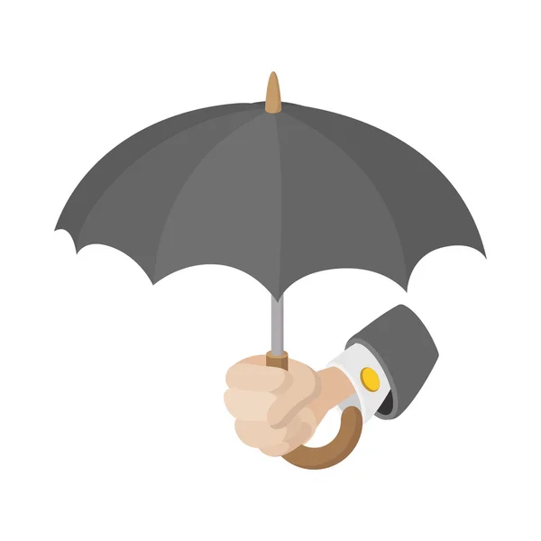 Mano humana sosteniendo el icono del paraguas — Archivo Imágenes Vectoriales