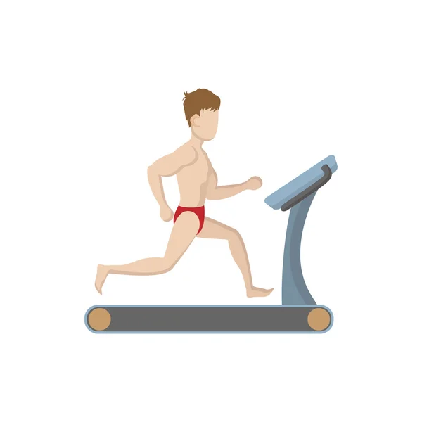 Naked muscle man running on a treadmil icon — Stock Vector