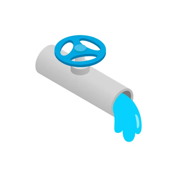 Tuyau d'eau avec une icône de vanne bleue, style 3d isométrique — Image vectorielle