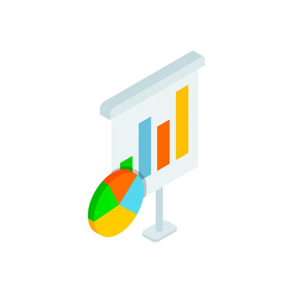 Gráfico e diagrama ícone, estilo 3D isométrico —  Vetores de Stock