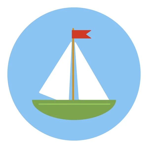 Sailing ship icon, flat style — Stock Vector