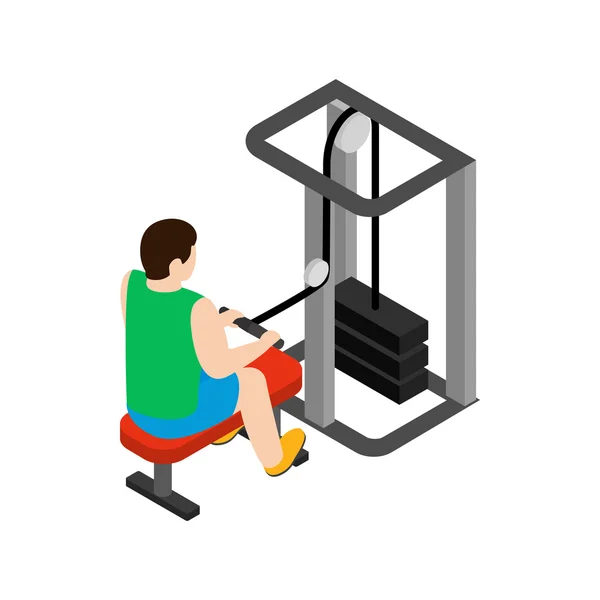 Man training on simulator icon, isometric 3d style — Stock Vector