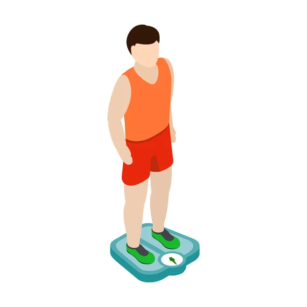 Man on the scales icon, isometric 3d style — Stock Vector