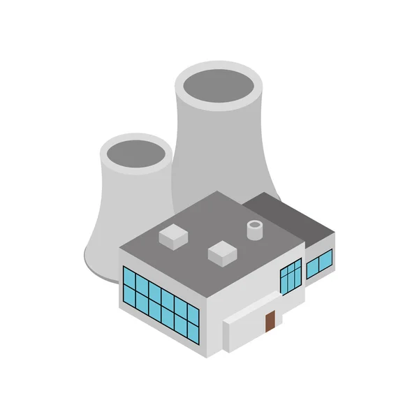 Fabrika Binası simgesi, izometrik 3d stili — Stok Vektör