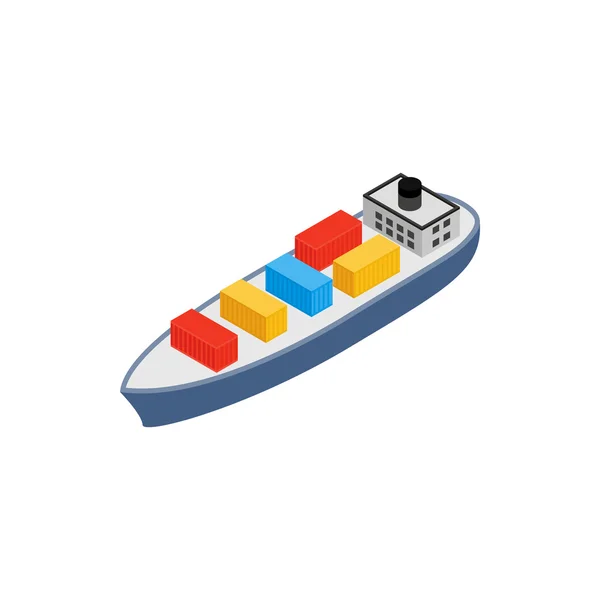 Ikone des Frachtschiffs, isometrischer 3D-Stil — Stockvektor