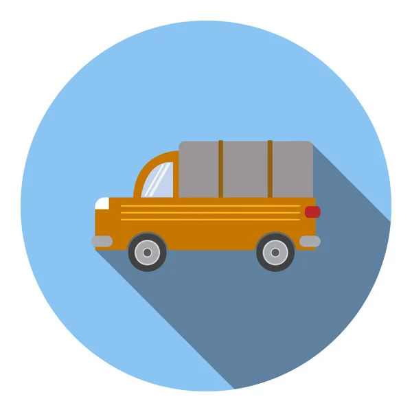 Vrachtwagen auto pictogram, vlakke stijl — Stockvector