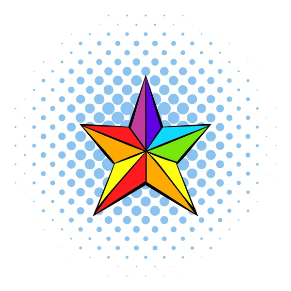 Rainbow star icon, comics style — Stock Vector