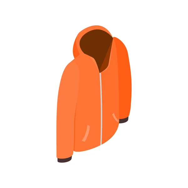 Πορτοκαλί κουκούλα φούτερ με φερμουάρ εικονίδιο — Διανυσματικό Αρχείο