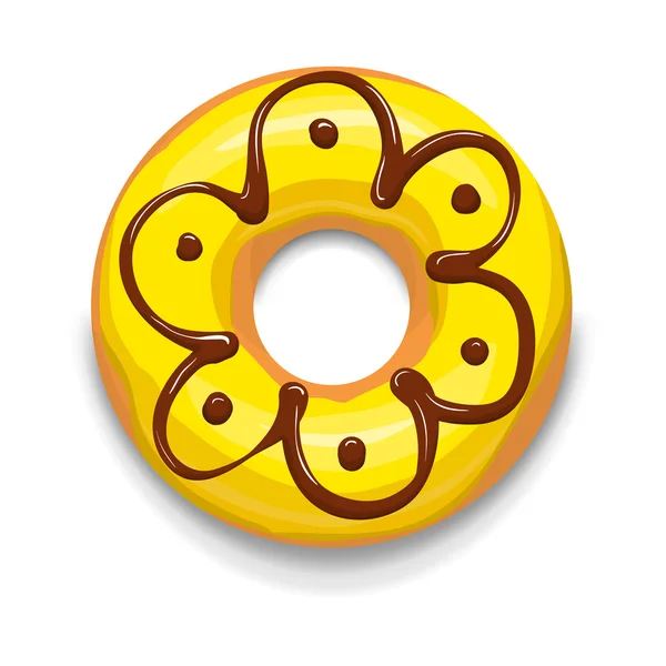 Gul glaserade donut ikon, tecknad stil — Stock vektor