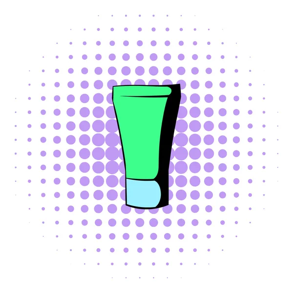 Icona tubo cosmetico verde, stile fumetti — Vettoriale Stock