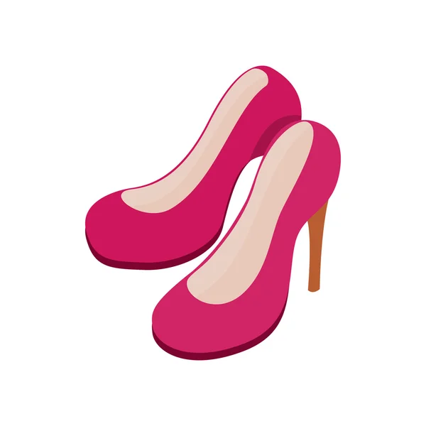 紫女性靴アイコン、等角投影の 3d スタイル — ストックベクタ
