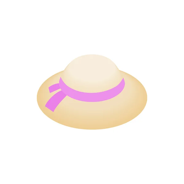 Солом'яний капелюх з рожевою стрічкою — стоковий вектор