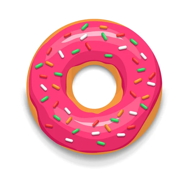 Roze geglazuurde donut pictogram, cartoon stijl — Stockvector