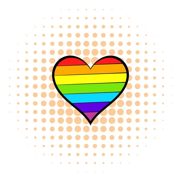 Icona cuore arcobaleno, stile fumetti — Vettoriale Stock