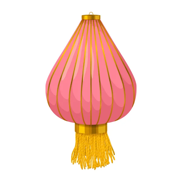 Lanterne chinoise en papier rose icône, style dessin animé — Image vectorielle