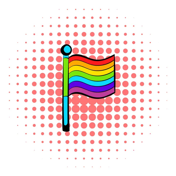 Rainbow flag icon, comics style — Stock Vector