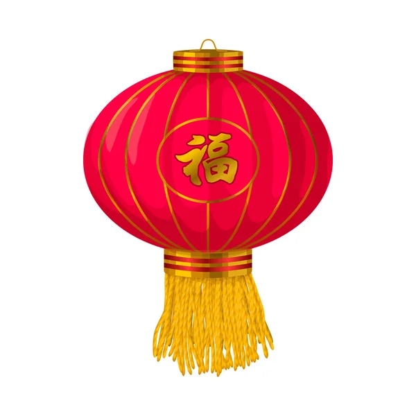 Icono de linterna de papel rojo chino en estilo de dibujos animados — Vector de stock