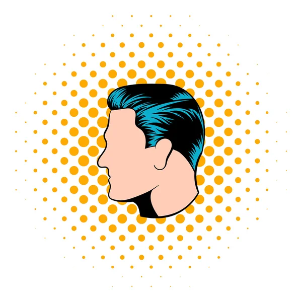 Icono de peinado para hombre, estilo cómics — Vector de stock