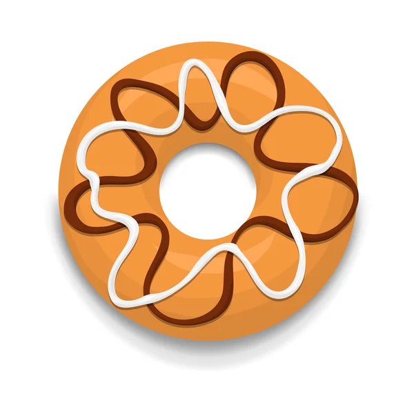 Donut met chocolade en witte glazuur pictogram — Stockvector